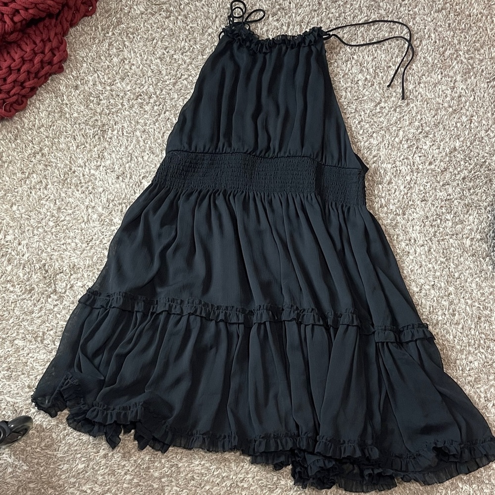 NWOT Banana Republic Black Womens Ruffle Dress